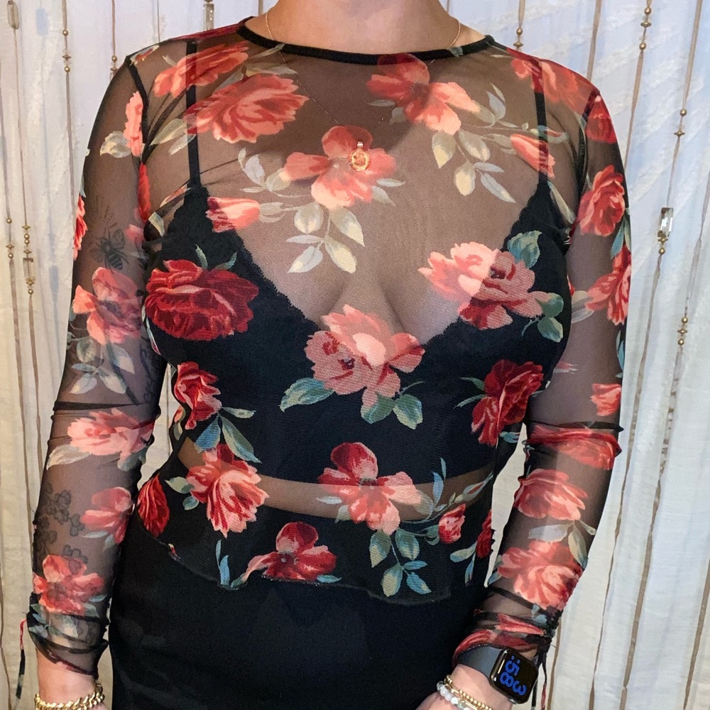 Sheer Black Floral Top
